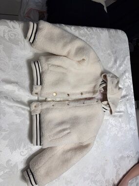 Kids Cream Sherpa Bomber Jacket with Hood